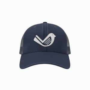 Navy Trucker SnapBack - White Embroidered Logo