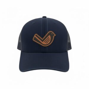 Navy Trucker SnapBack - Leather Patch Logo